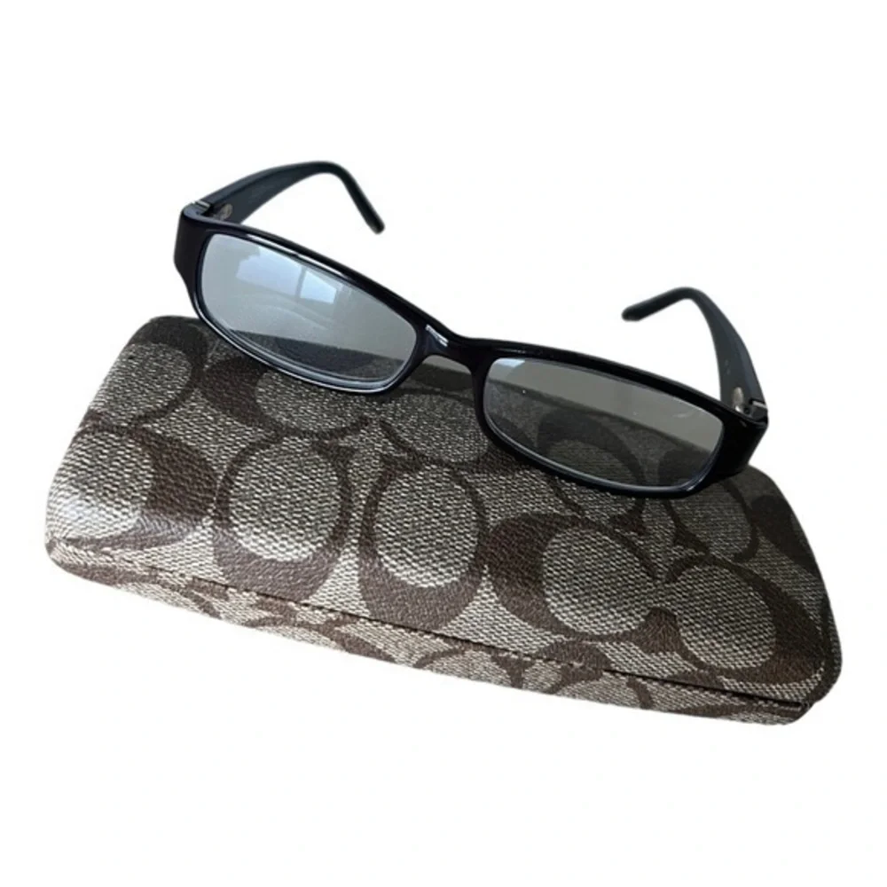 Coach Bernice 844 Ce 130 Brown Rectangle Frame Logo Camouflage Temple EyeGlasses